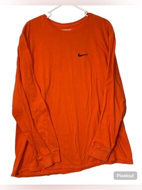 Nike Long-Sleeve Crew Tee in Bright Orange with Black Swoosh